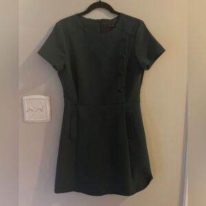 Zara Basics Teal Sheath Mini Dress Crew Neck
